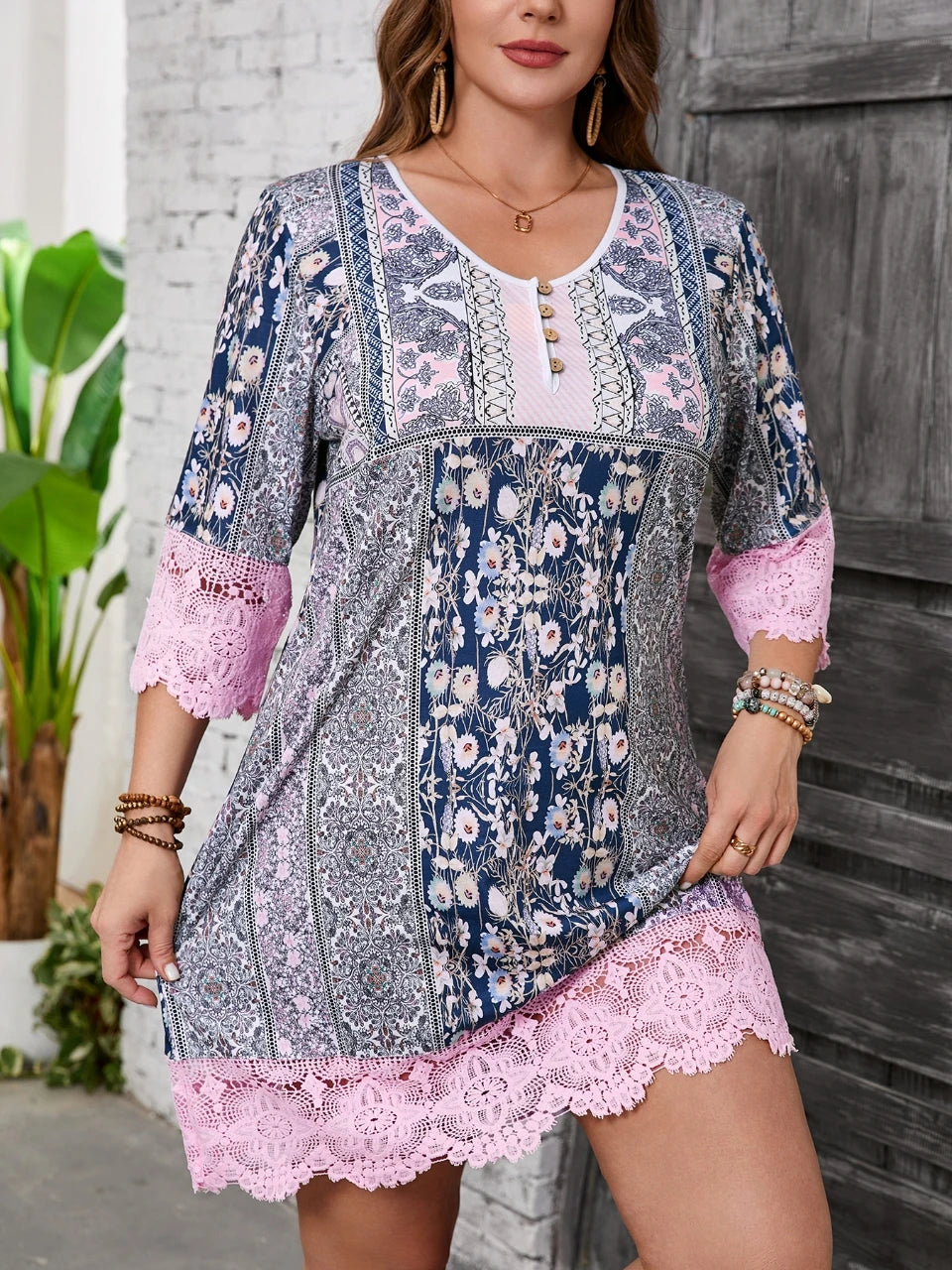 Plus size moda elegante vestido feminino solto vestido casual feminino vestido impresso novo temperamento