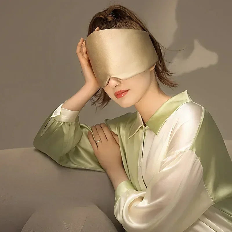 Máscara de dormir de satén de seda, cómoda máscara para dormir, visera para los ojos, parche para los ojos agrandados, para mujeres y hombres, para la salud del sueño.