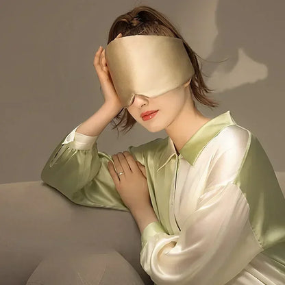 Máscara de dormir de satén de seda, cómoda máscara para dormir, visera para los ojos, parche para los ojos agrandados, para mujeres y hombres, para la salud del sueño.