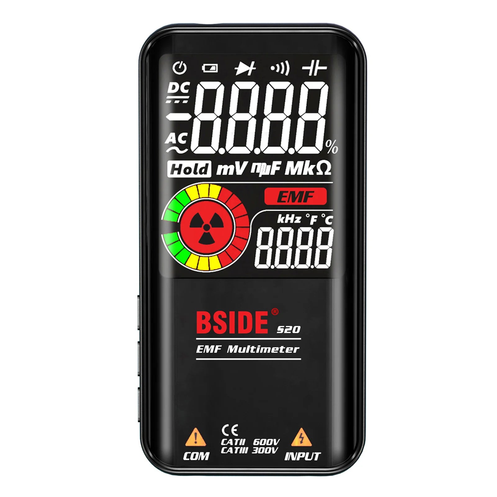 Multímetro EMF inteligente BSIDE S20/A10/A1, 9999 cuentas, recargable, monitor de radiación, voltímetro CA/CC, ohmímetro, prueba