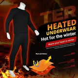Winter Thermal Heated Jacket Men Vest Heated Underwear Men's Ski Suit USB Electric Heating Clothing Fleece Thermal Long Johns
