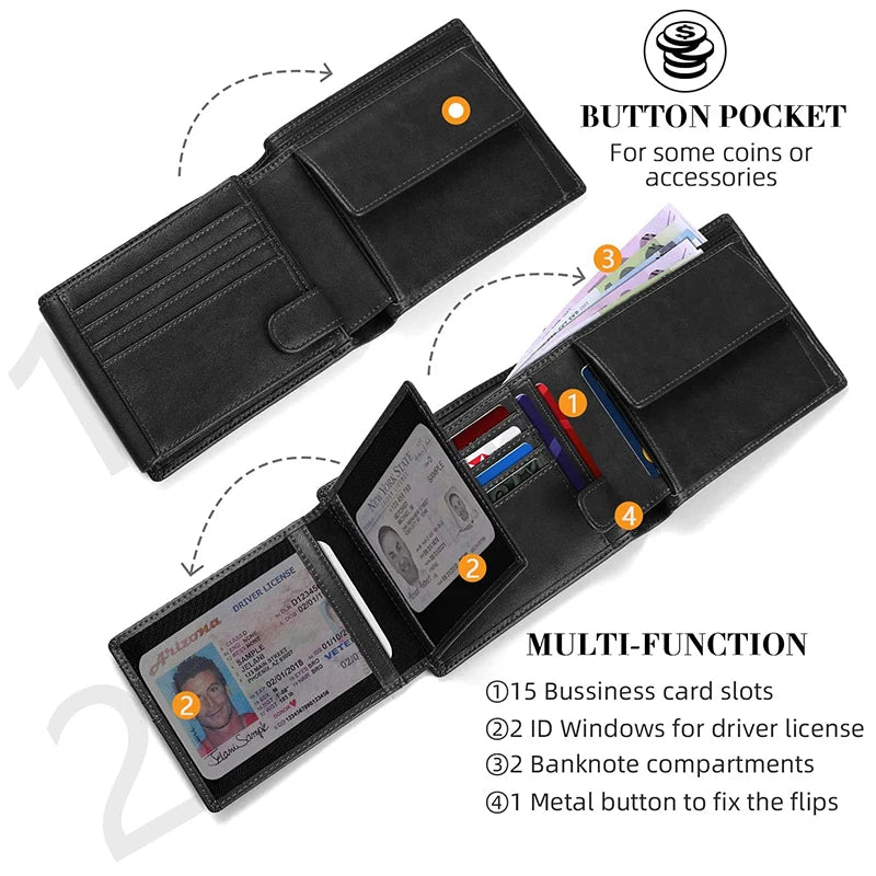 Wallets for Men Multi-functional RFID Blocking Slim Wallet with 15 Credit Card Holders