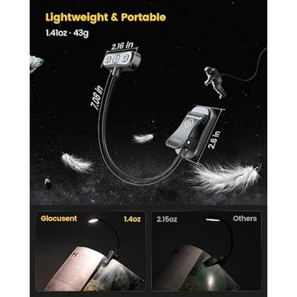 Olho cuidado horizontal et-head livro luz brilho regulável lâmpada de livro usb recarregável luz de leitura cabeceira luz da noite