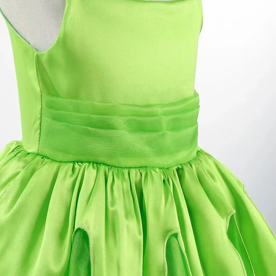 Girls Disney Party Dresses Fairy Tiana Costume for Girl Tinkerbell Children Clothing Princess Elf Birthday Ball Gown Wing Dresse