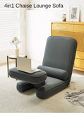 4in1 Adjustable Chaise Lounge Sofa, Floor Lazy Sofa Bed, 15-Position Folding Padded Lounger Bed with Pillow Chaise Couch