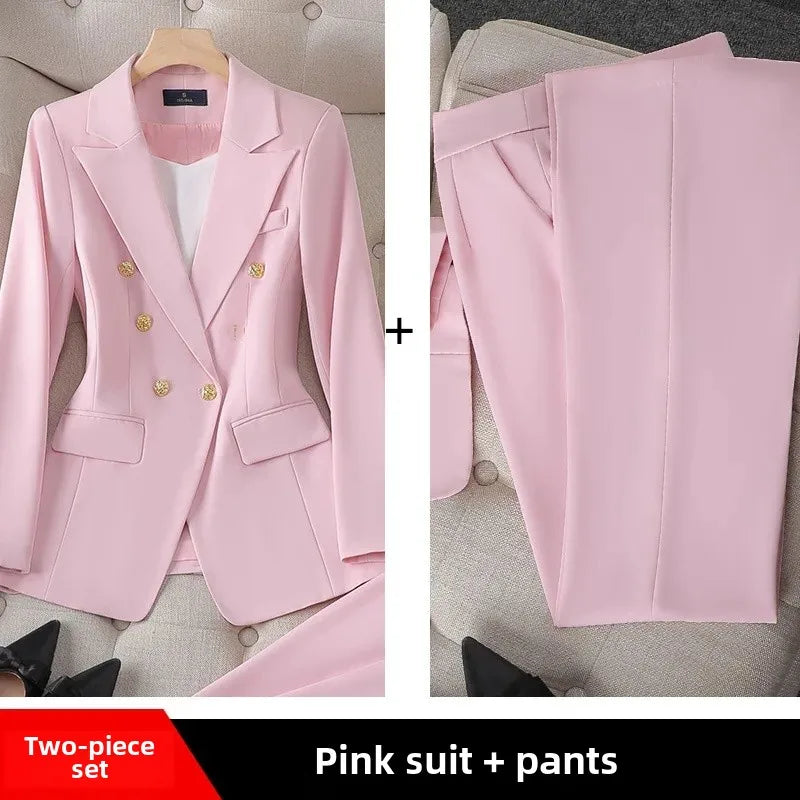 Elegant Women's Fashionable White Western-Style Suit Zihongsuitsuit High-End Business Attire Long-Pants Set For Special Occasion