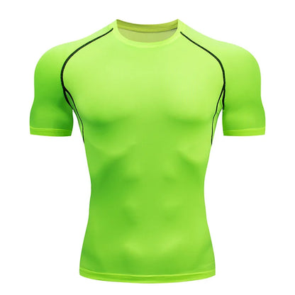 Camiseta de compresión para hombre, transpirable, de secado rápido y con absorción de humedad, ideal para deportes al aire libre.