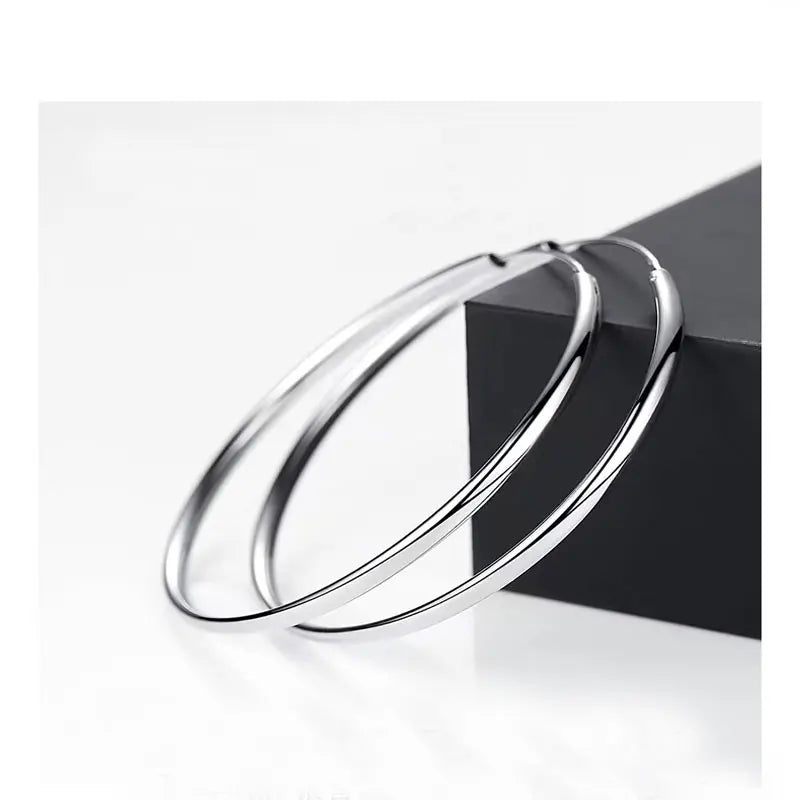 Somila S925 Sterling Silver Big Hoop Earrings For Women Brincos Moda Jewelry Accessories 3.0MM Fashion Cерьги Kольца 30-60MM
