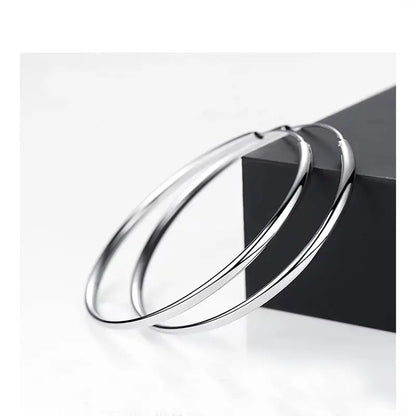 Somila S925 Sterling Silver Big Hoop Earrings For Women Brincos Moda Jewelry Accessories 3.0MM Fashion Cерьги Kольца 30-60MM