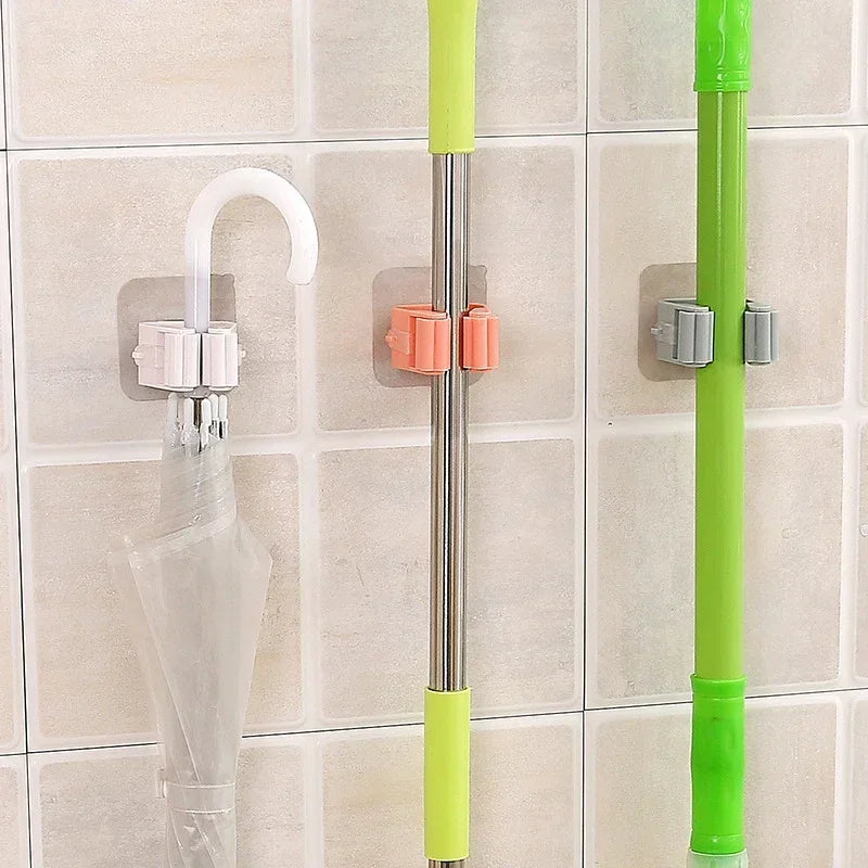 Estante para fregona, accesorios de baño, estante organizador montado en la pared, gancho, soporte para escoba, colgador detrás de puertas/en las paredes, herramienta de almacenamiento de cocina
