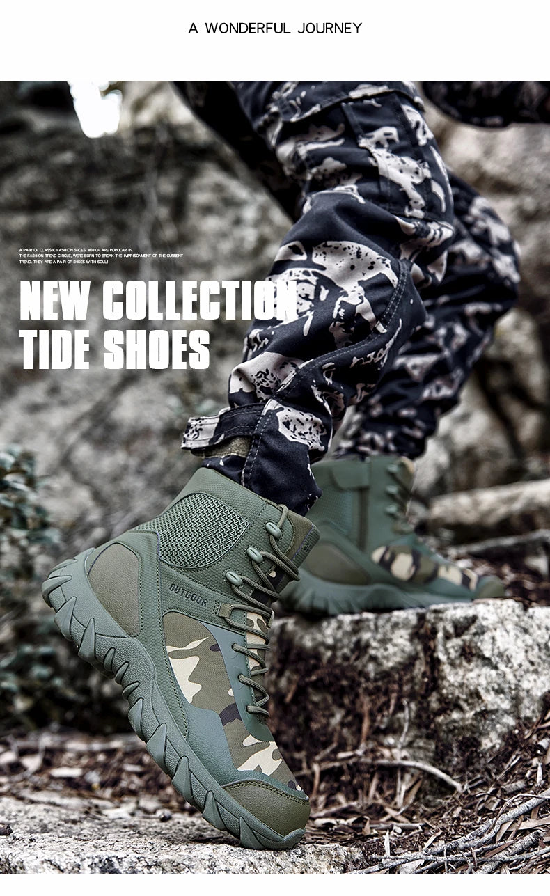 Upgraded Tactics Combat Training Boots Male Outdoors Camping Anti-wear Rapid Response Hiking Shoes Fishing Hunting Sneakers Men