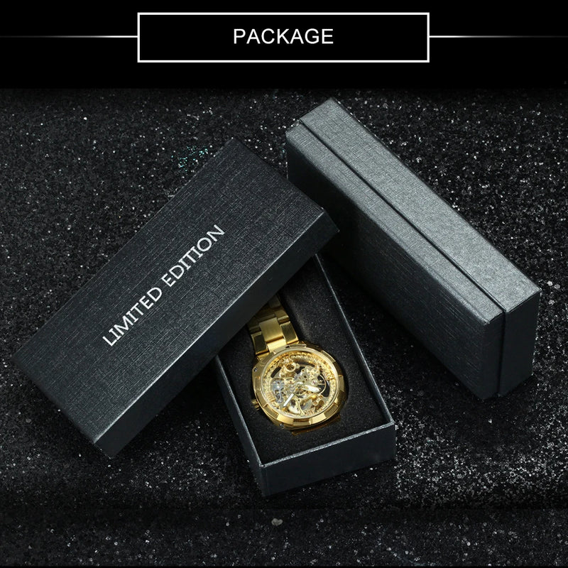 Forsining Square Skeleton Mechanical Watches Luxury Engraved Movement Retro Automatic Watch for Men Steel Strap Luminous Hands