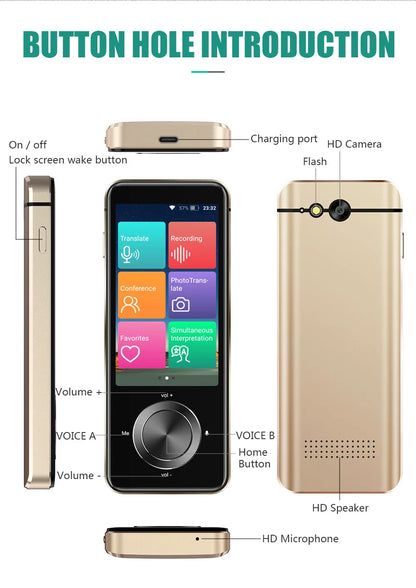 M9 Translator Device 137 Languages Intelligent Translator Real-time Voice Recording Text Translate Machine Supports 16 Offline