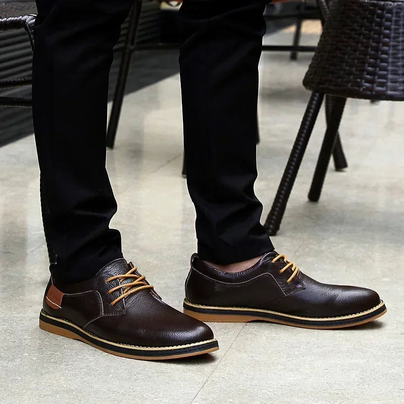 Men Oxfords Genuine Leather Dress Shoes Brogue Lace Up Italian Mens Casual Shoes Luxury Brand Moccasins Loafers Plus Size 38-48