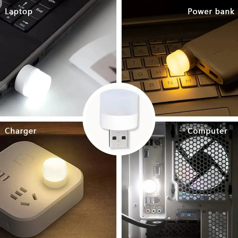 1-10PCS Mini USB Night Light Warm White Eye Protection Book Reading Light USB Plug Computer Mobile Power Charging LED Night Lamp