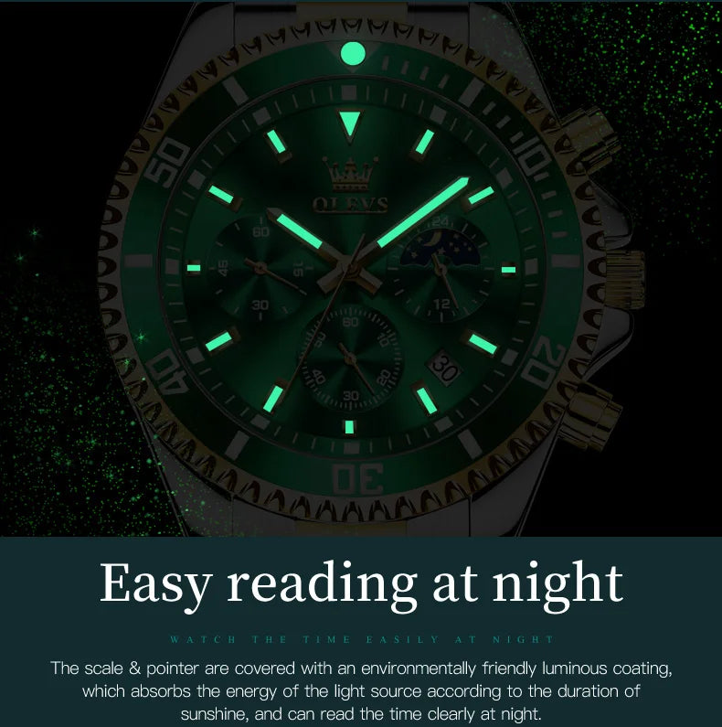 OLEVS Watch Men Top Brand Luxury Gold Quartz Military Watches Waterproof Date Luminous Stainless Steel Chronograph Clock Reloj
