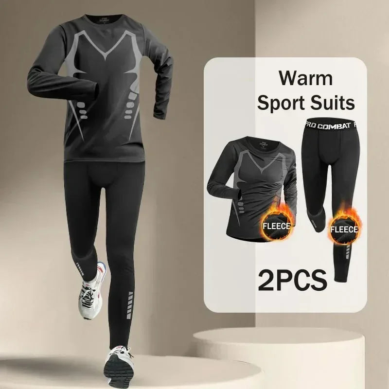 Conjuntos de running para hombre, de invierno, para exteriores, de 2 a 5 piezas, para fitness, trotar por la mañana, deportes, secado rápido, resistente al viento, ciclismo, entrenamiento, chándal