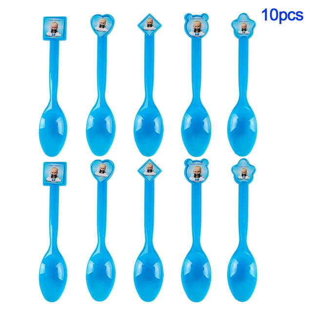 Decoração de festa de aniversário do tema dos desenhos animados, Talheres descartáveis, Balão para meninos e meninas, Baby Shower, Presente para crianças