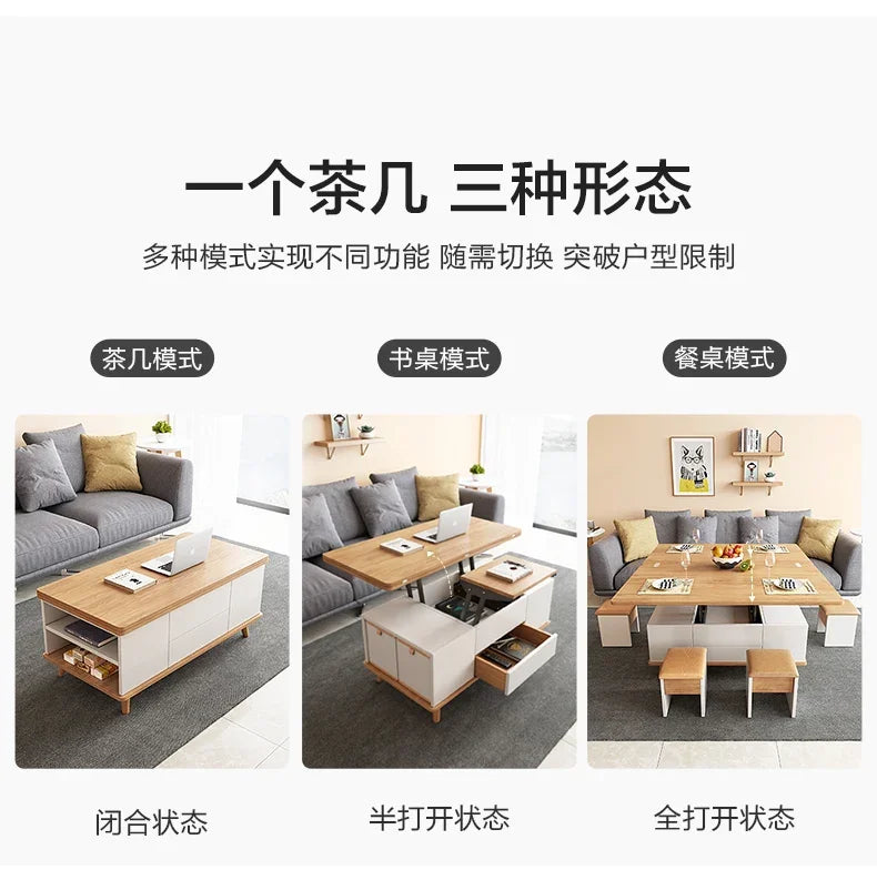 Lift Up Storage Coffee Table Trau White High Modern Nordic Coffee Table Minimalist Apartment Couchtisch Home Furniture