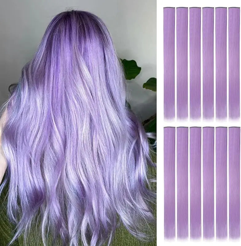KIt 10 mechas coloridas de cabelos com clip invisível extensões sintéticas praticas