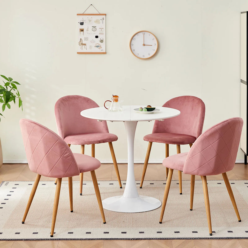 A Set Of 4 Dining Chairs With Soft Velvet And Metal Feet Suitable for Kitchen Dining Room Living Room Lounge(Pink/Green/Blue))