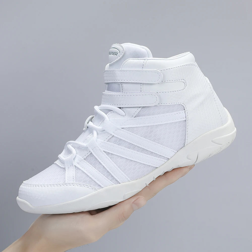 BAXINIER - Zapatillas blancas altas de animadora para niñas, ligeras, para competición juvenil, para entrenamiento de baile y tenis
