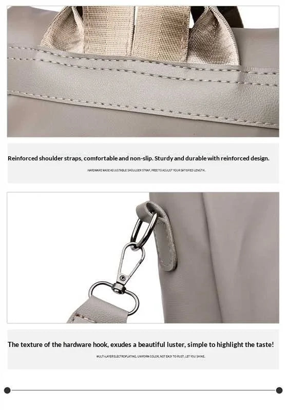 Homefish New Women's Multifunction Backpack Casual Solid Color School Bag For Girls Fashion Detachable Strap Travel Shoulder Bag