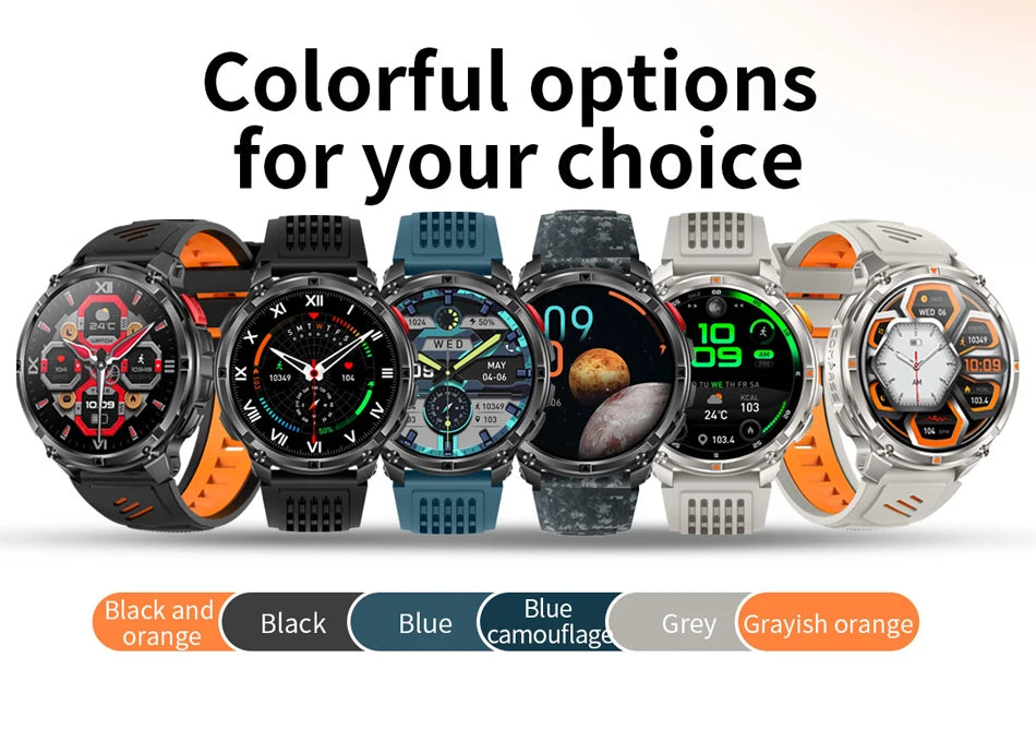Novo Smartwatch T-Rex3 Pro 2026 – Bateria de 1100mAh, GPS com rastreamento de rota, Resistência à água 5ATM, Monitoramento de esportes e corrida, Bússola, Estilo militar
