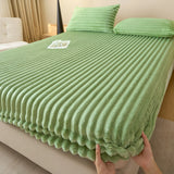 Solid Color Thick Faux Rabbit Fur Mattress Cover Autumn Winter Warm Velvet Mattress Protector Fluffy Soft Plush Fitted Bed Sheet