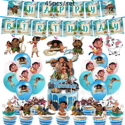 Disney-Moana Birthday Party Decorações, balões, Talheres descartáveis, Cup, Plate, Baby Shower Brinquedos, Fontes celebração
