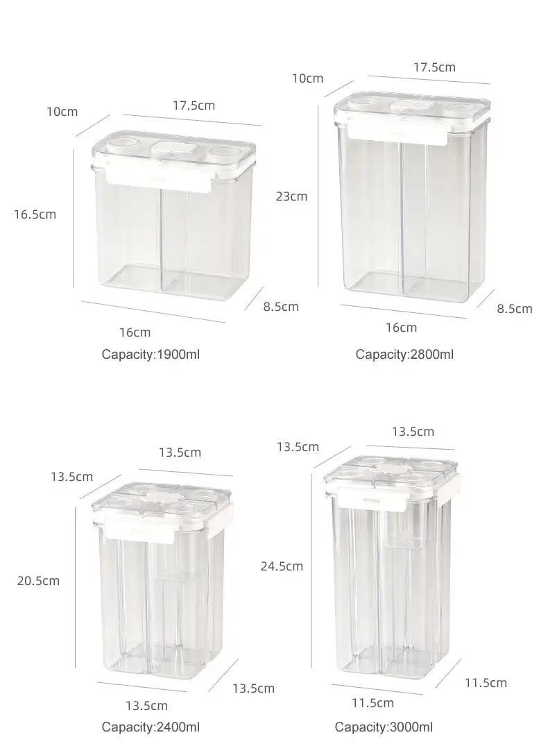 3L Cereal Dispenser Four-Compartment Sealed Container Moisture-Proof Stacked Snack Coffee Grain Storage Box Organizer Kitchen