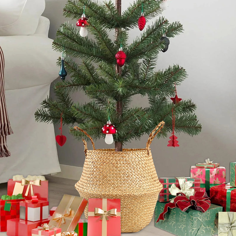 Storage Baskets Straw Wicker Rattan Hanging Flowerpot Seagrass Folding Laundry Clthoes Baskets Garden Plant Basket Home Decor