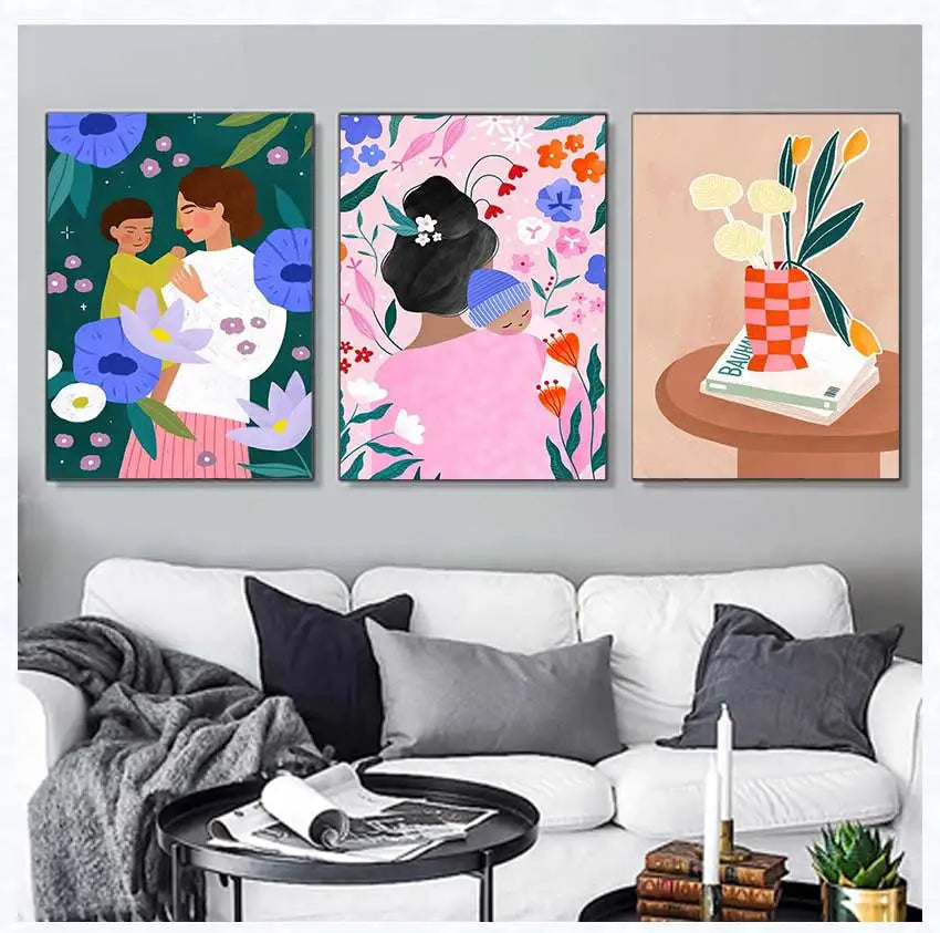 Bird Strawberry Wall Art Canvas Painting Print for Living Room Home Decor Matisse Flower Market Cat Girl