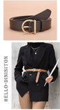 Women's Fashion Pin Buckle Thin Belt Genuine Luxury Soft Belt for Women with Cargo Pants Jeans Windproof PU Leather Belt