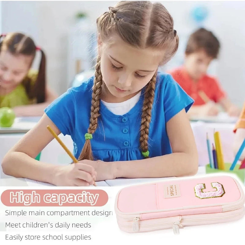 Letters Cute Pencil Case for Girls Large Pencil Pouch for School Supplies, Portable Pen Bag Aesthetic Organizer Pen Box