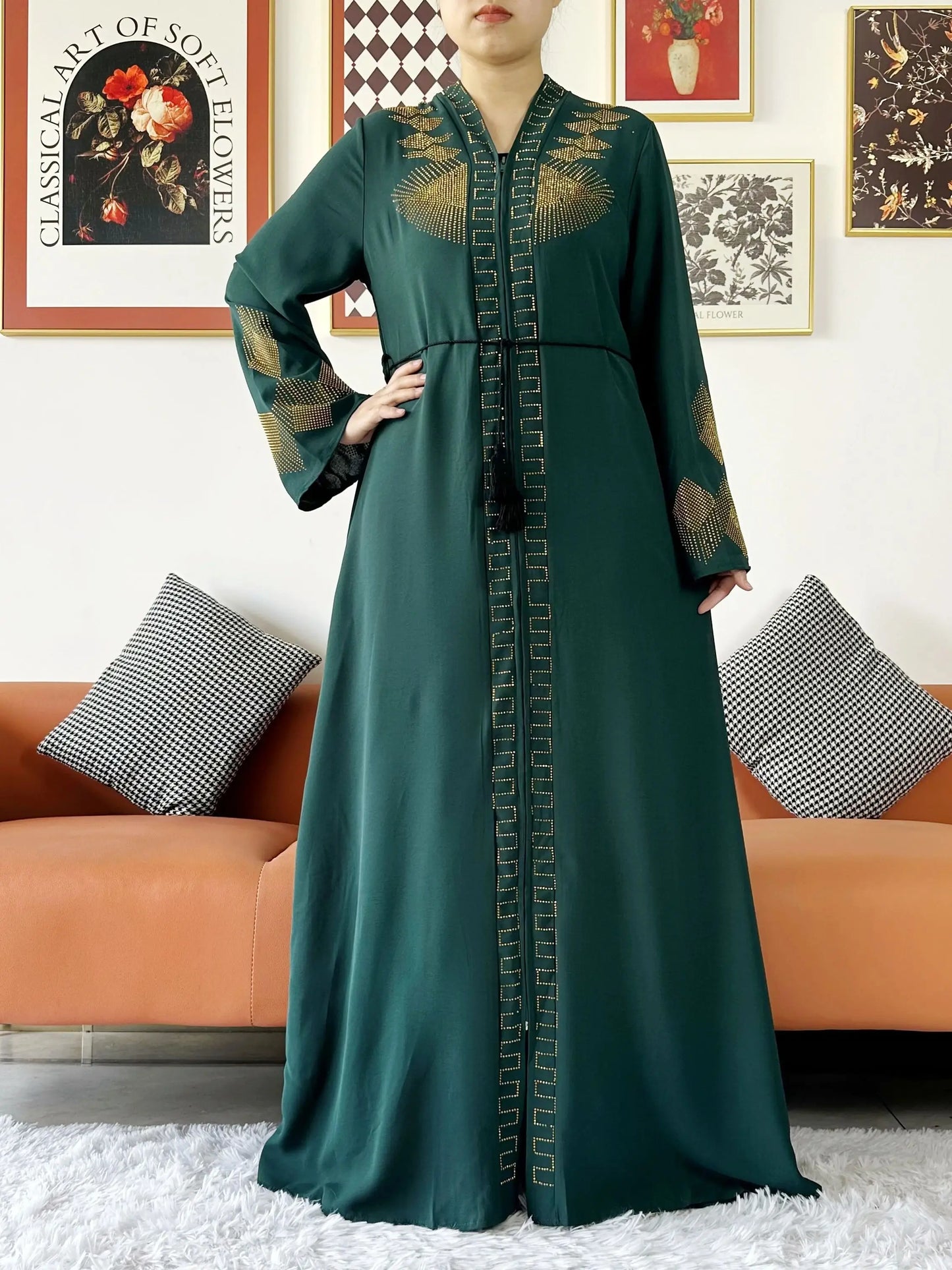 Vestido elegante de gasa para mujer, abaya abierta con cremallera, ropa musulmana, cárdigan islámico, abaya, nuevo