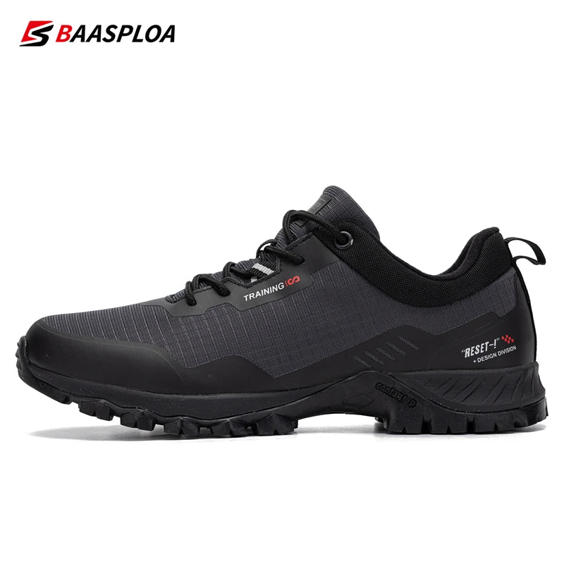 Baasploa Men's Anti-Skid and Wear-Resistant Hiking Travel Shoes Fashion Waterproof Outdoor Sneaker Comfortable Male Sport Shoes