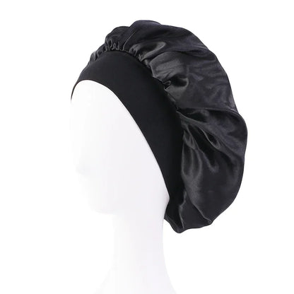 Mulheres cetim abas largas chapéu de dormir, unissex cabeça envoltório, faixa elástica boné, cuidados com os cabelos gorro, noite chapéu, sólido, novo
