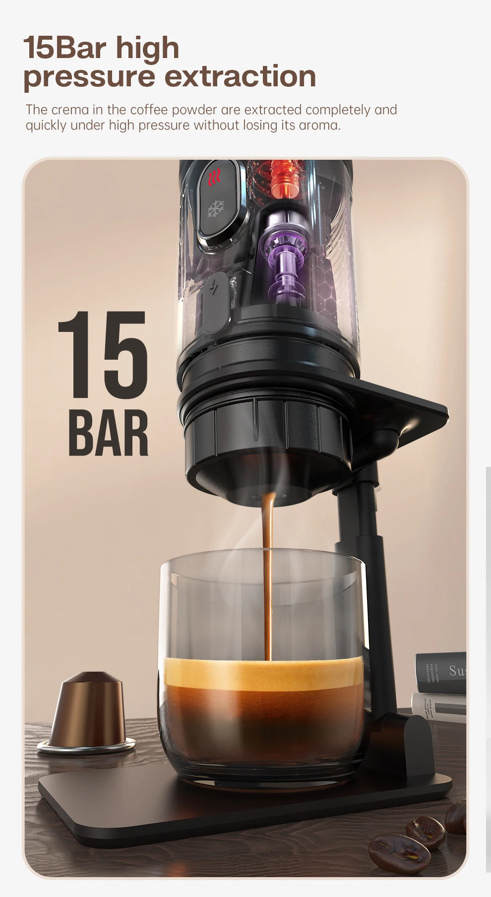 HiBREW Portable Coffee Machine for Car & Home, DC12V Espresso Coffee Maker Fit Nespresso Dolce Pod Capsule Coffee Powder H4A