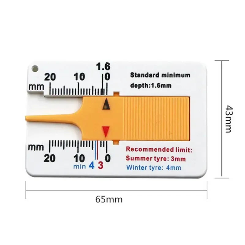 Calibrador de profundidad de la banda de rodadura de neumáticos de 0 a 20 mm, regla de plástico, herramienta de medición de profundidad para neumáticos de motocicletas y camiones. 