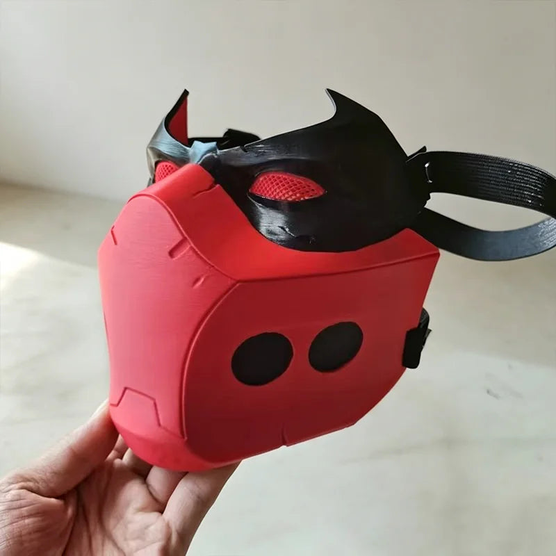 Máscara de cosplay do Capuz Vermelho (Jason Todd) do anime, super-herói, meia máscara facial, capacete, acessório de Halloween unissex para adultos, adereço para festa à fantasia.