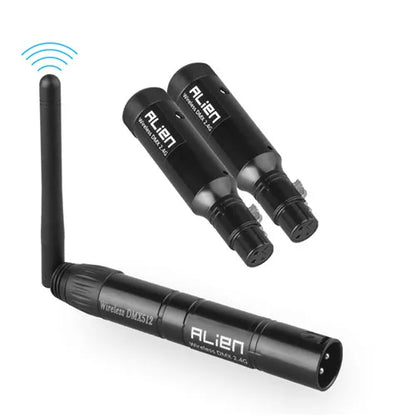 Alien recarregável 2.4g ism sem fio dmx 512 dfi controlador xlr receptor transmissor para discoteca dj festa bar dmx palco par luz