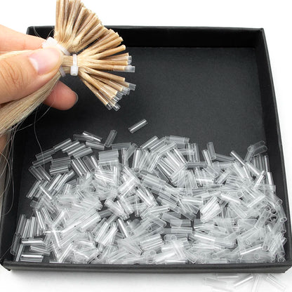 500 peças tubos termo retráteis para extensões de cabelo sem adesivo fusão acessórios para cabelo ferramentas cor transparente