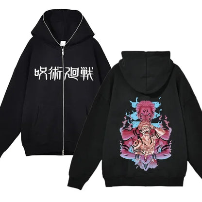 Anime Gojo Satoru Zipper Jackets, Thin Fleece Hoodie, Zip Up Y2K Hoodies, Jujutsu Kaisen 