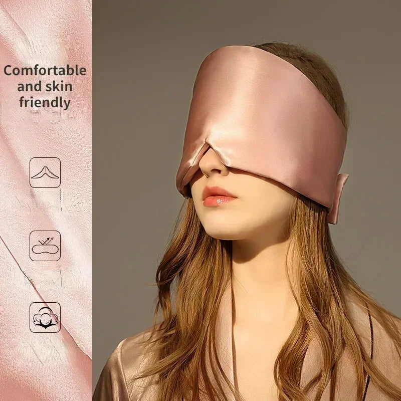 Máscara de dormir de satén de seda, cómoda máscara para dormir, visera para los ojos, parche para los ojos agrandados, para mujeres y hombres, para la salud del sueño.