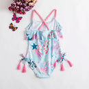 One Piece Girl Swimsuits 1 2 3 4 5 Year Baby Printed Swimwear Summer Beach Bathing Bikini Clothes Kids Bow Seaside Swimming Wear