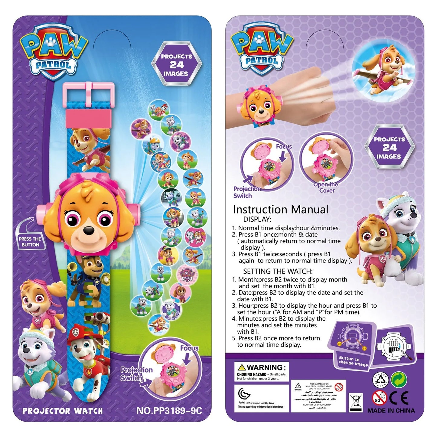 Paw Patrol 3D Projection Digital Watch Toys Set Dog Puppy Patrulla Canina Anime Action Figures Model Toy Marshall Chase Kid Gift