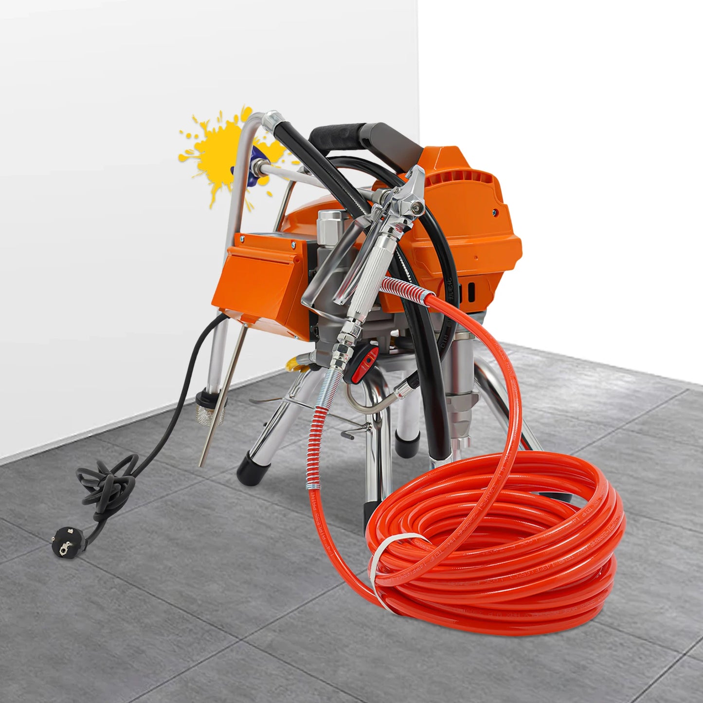 Pulverizador de pintura sin aire de 3000 W, pistola pulverizadora de alta presión, alcance de 35 cm, 2,7 l/min, 220 V, 50 Hz, 3000 psi, 23 MPa. 