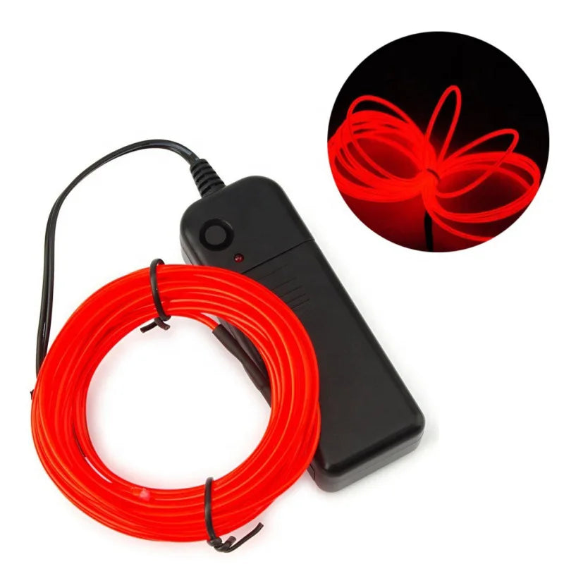 Flexible Neon Light 1M/2M/3M/5M EL Wire Led Neon Dance Party Atmosphere Decor Lamp RopeTube Waterproof Multicolor Led Strip Red