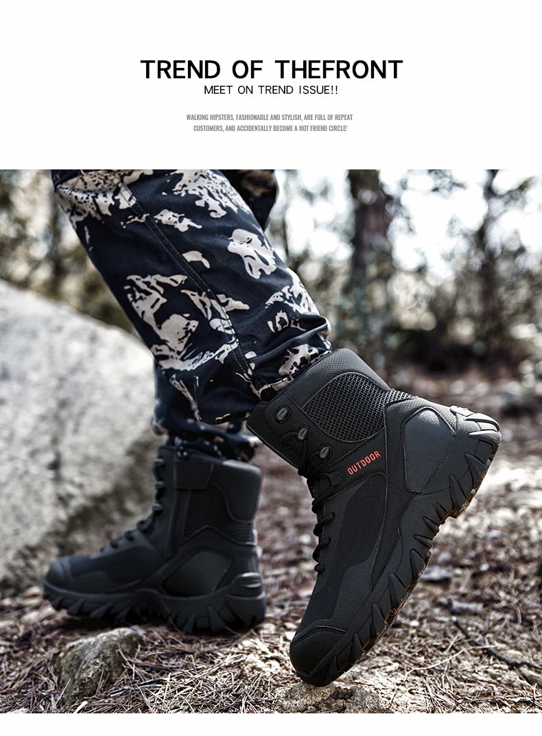 Upgraded Tactics Combat Training Boots Male Outdoors Camping Anti-wear Rapid Response Hiking Shoes Fishing Hunting Sneakers Men